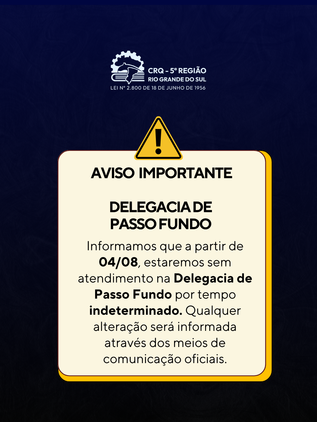 Aviso | Passo Fundo